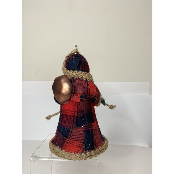 Santa Claus Christmas Ornament Glass Buffalo Plaid Robe Figurine Chris - Picture 3 of 6